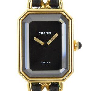 CHANEL Premiere M Watches H0001 blackDial Plated Gold/Embossed Leather